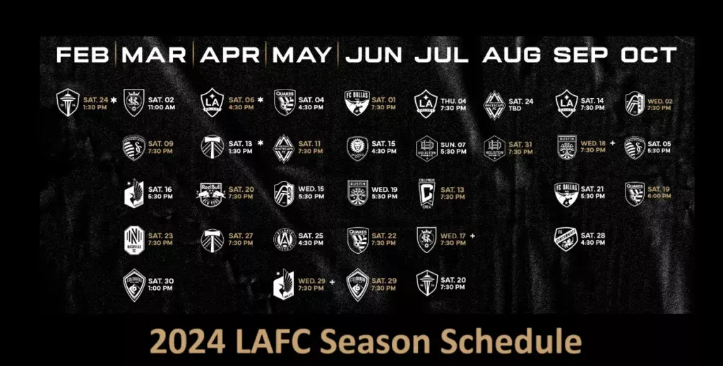Los Angeles FC Matches or 2024 LAFC Season Schedule