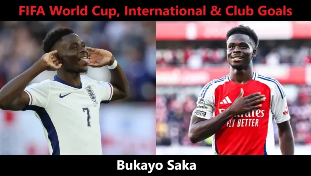 Bukayo Saka FIFA World Cup, International and Club Goals